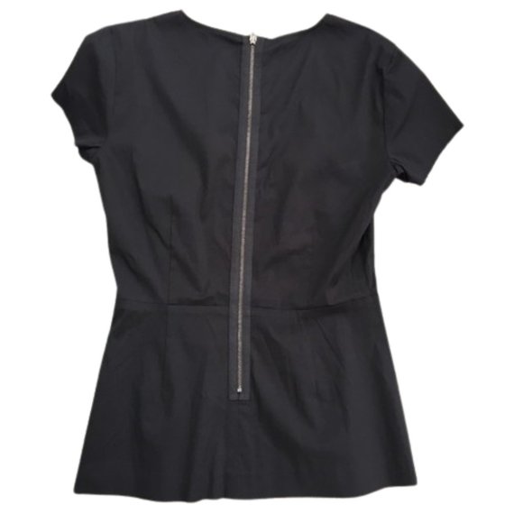 Theory Carrian Precise Pleated Peplum Blouse Back Zipper Black - Picture 3 of 7